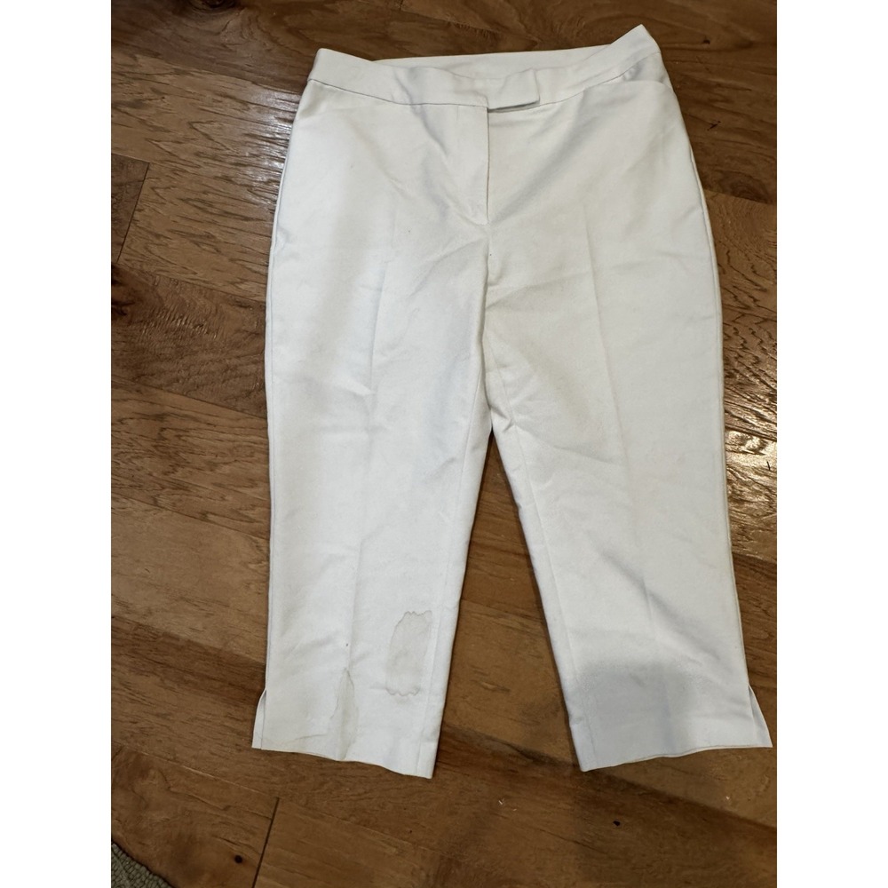 Ruby Rd Pants Women's White High Rise 33x20" Zip Up Dressy Size 10 Slash Pockets